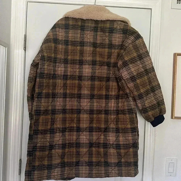 Levi's Checkered Wool-Blend Puffer Coat - Brown and Navy - Picture 13 of 14